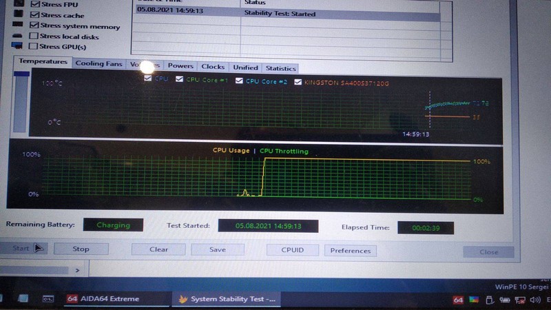 тест температуры Acer Aspire S3 MS2346 