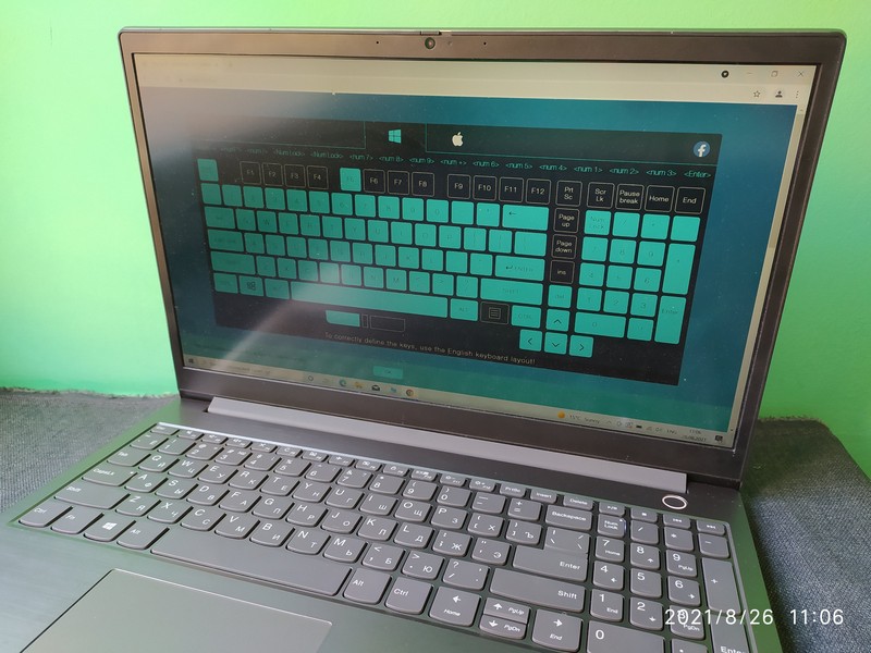 тест клавіатури Lenovo ThinkBook 15-IIL тест клавиатуры Lenovo ThinkBook 15-IIL