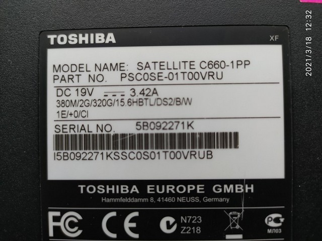 Ноутбук Toshiba Satellite C660-1PP
